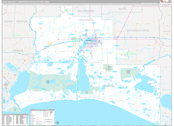 Lake Charles, LA Metro Area Wall Map